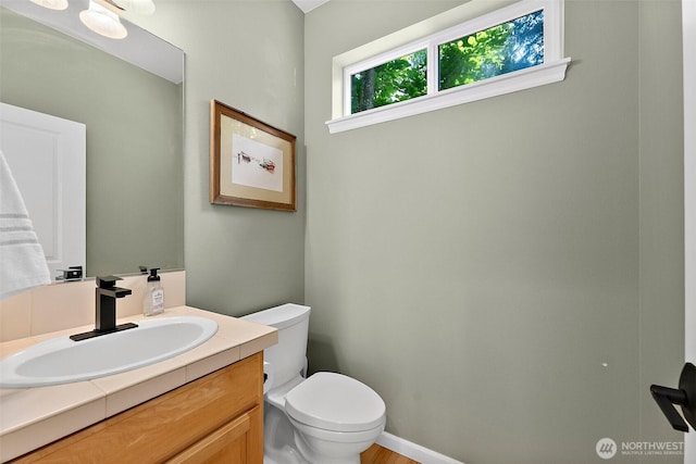 bathroom with toilet and vanity