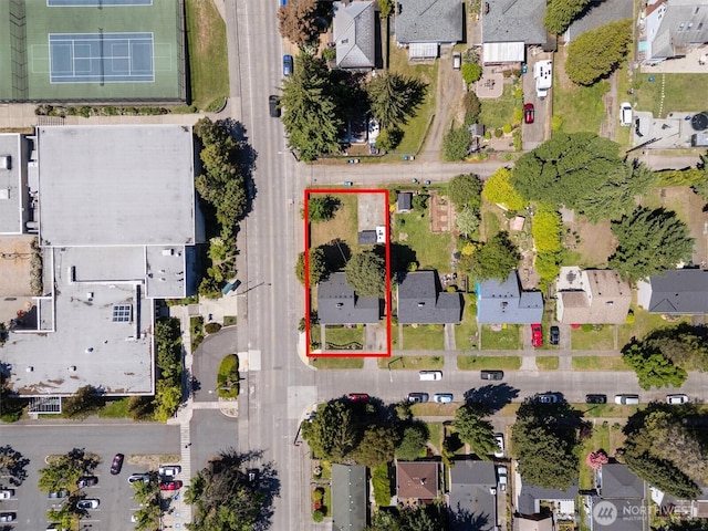 8155 28th Ave SW, Seattle, WA 98126 - aerial perspective of suburban area with property boundaries highlighted