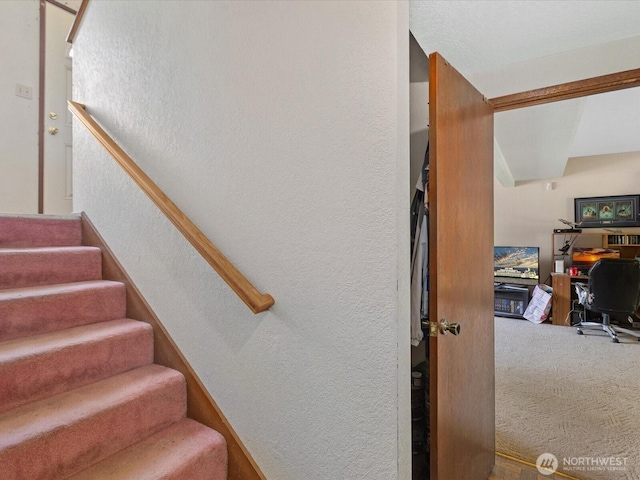 17417 29th Dr SE, Bothell, WA 98012 - stairs with a textured wall and carpet floors