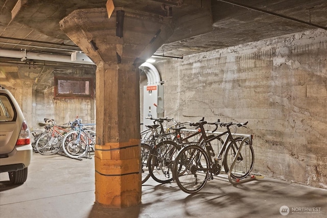 view of unfinished basement
