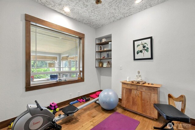 45 N Welcome Slough Rd, Cathlamet, WA 98612 - workout room featuring wood finished floors and recessed lighting