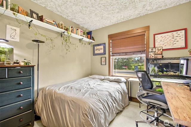 45 N Welcome Slough Rd, Cathlamet, WA 98612 - bedroom with light carpet, a textured ceiling, and a desk