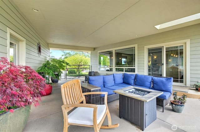 45 N Welcome Slough Rd, Cathlamet, WA 98612 - view of patio featuring an outdoor living space with a fire pit