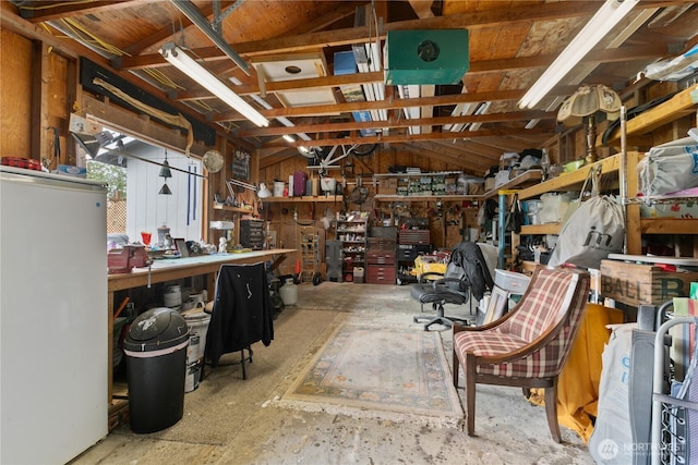 2313 N 19th Pl, Mount Vernon, WA 98273 - miscellaneous room featuring a workshop area and lofted ceiling
