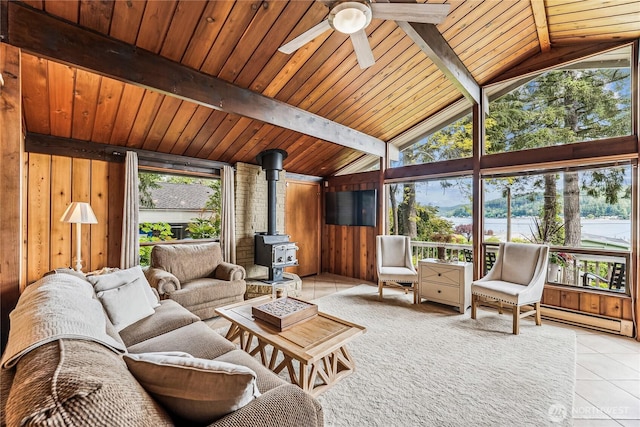 8310 E State Route 106, Union, WA 98592 - sunroom with a wood stove and baseboard heating