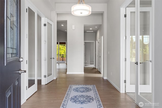 1803 135th Street Ct S, Tacoma, WA 98444 - entryway featuring french doors, wood finished floors, baseboards, and recessed lighting