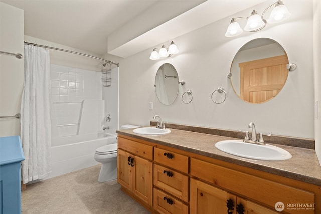 2677 Sumac Ln, Leavenworth, WA 98826 - bathroom with double vanity, toilet, and shower / bath combo