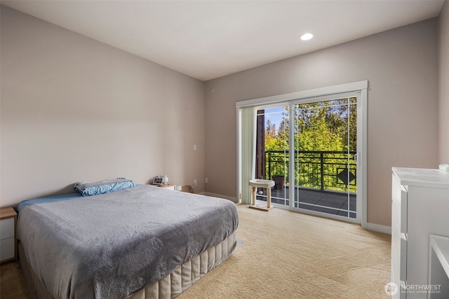1000 Cabin Creek Ln SW Unit C204, Issaquah, WA 98027 - bedroom featuring access to exterior, carpet, baseboards, and recessed lighting