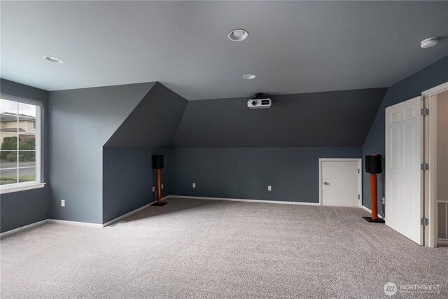 9702 S 230th Pl, Kent, WA 98031 - bonus room with carpet, vaulted ceiling, baseboards, and recessed lighting