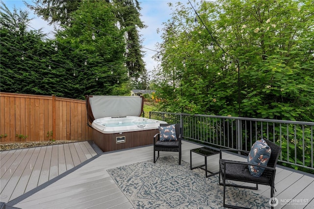 9702 S 230th Pl, Kent, WA 98031 - wooden deck featuring a hot tub