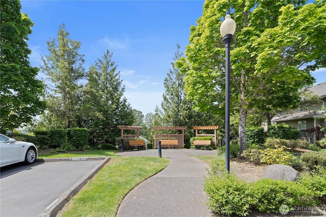 view of community featuring uncovered parking
