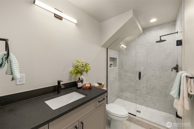 1106B 34th Ave, Seattle, WA 98122 - bathroom with a marble finish shower, toilet, and vanity