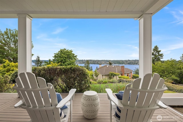 7934 Lake View Ln, Mercer Island, WA 98040 - wooden terrace featuring a water view