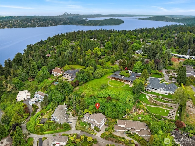 7934 Lake View Ln, Mercer Island, WA 98040 - view of property location featuring a nearby body of water, a heavily wooded area, and nearby suburban area