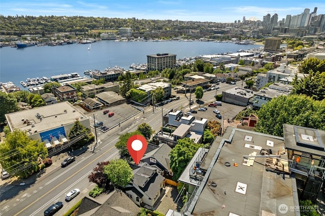1915 Dexter Ave N, Seattle, WA 98109 - drone / aerial view of city skyline and a nearby body of water