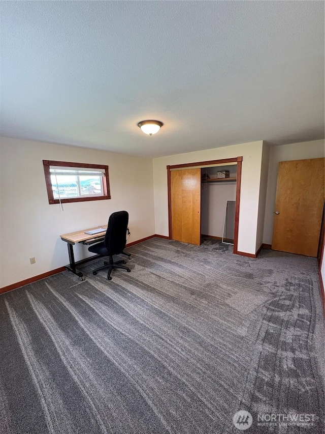 54 Jaquish Rd, Omak, WA 98841 - office area with carpet flooring, baseboards, and a textured ceiling