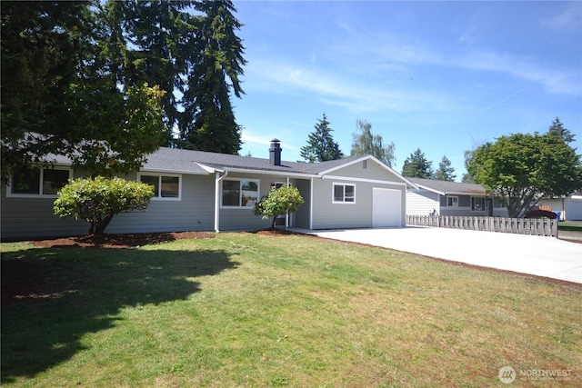 64 Queets St, Steilacoom, WA 98388 - ranch-style house featuring a garage, driveway, and a chimney