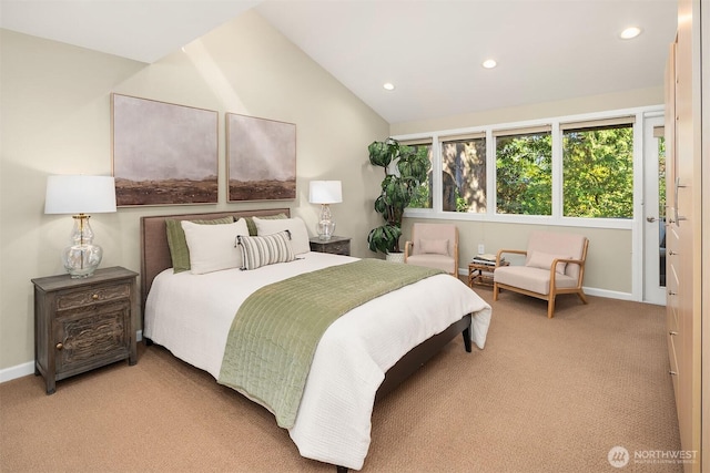 2345 42nd Ave E, Seattle, WA 98112 - bedroom featuring light carpet, recessed lighting, baseboards, and lofted ceiling