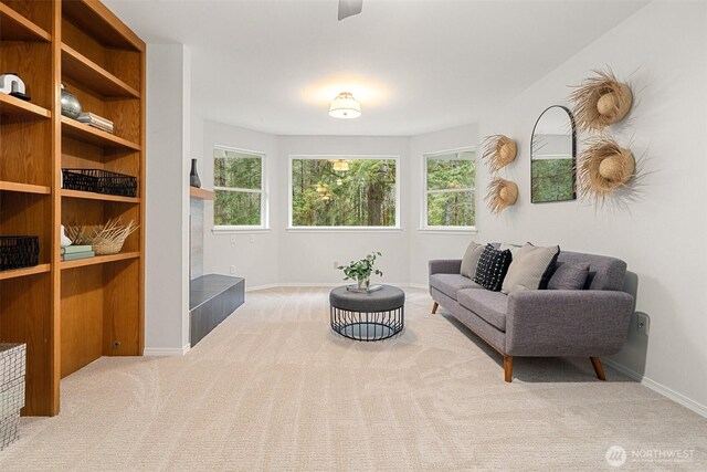 13212 Wicks End Ln SW, Port Orchard, WA 98367 - living room with carpet floors, baseboards, and plenty of natural light