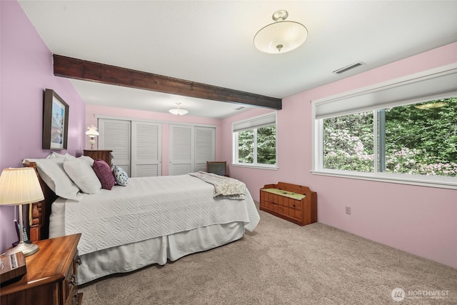 27428 97th Ave SW, Vashon, WA 98070 - carpeted bedroom with beam ceiling