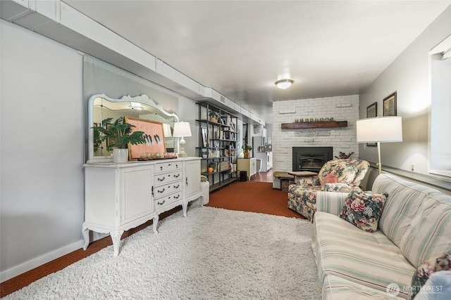 27428 97th Ave SW, Vashon, WA 98070 - living area with a fireplace, carpet, and baseboards