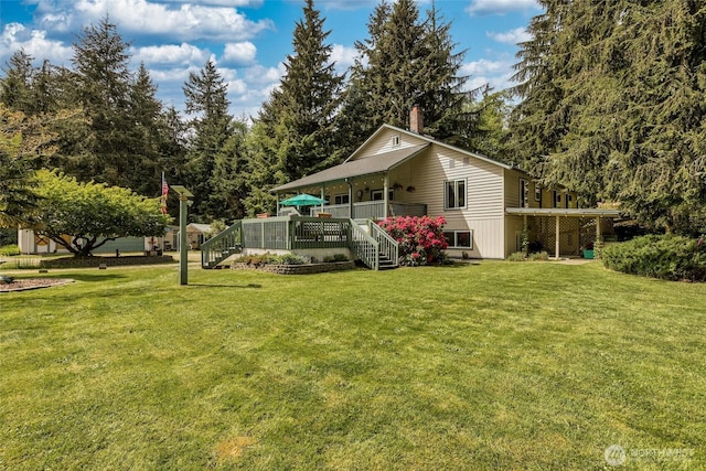 27428 97th Ave SW, Vashon, WA 98070 - view of grassy yard with a wooden deck and stairs