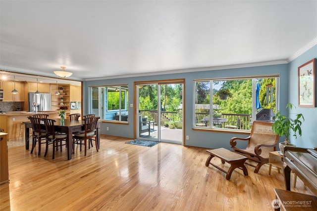 10051 45th Ave NE, Seattle, WA 98125 - dining room featuring crown molding, plenty of natural light, and light wood-type flooring