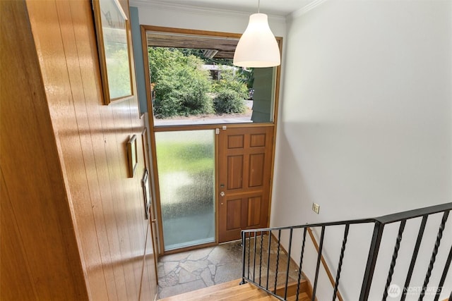 10051 45th Ave NE, Seattle, WA 98125 - entrance foyer featuring crown molding and stairway