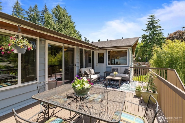 10051 45th Ave NE, Seattle, WA 98125 - wooden deck with an outdoor hangout area and outdoor dining area