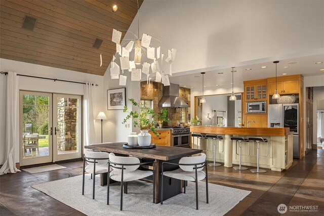 30404 44th Ave NW, Stanwood, WA 98292 - dining area with high vaulted ceiling, french doors, and recessed lighting