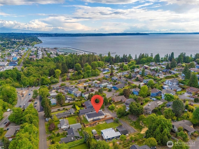 21326 5th Ave S, Des Moines, WA 98198 - aerial view of residential area featuring a large body of water