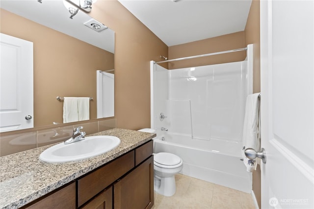 16404 1st Dr SE, Bothell, WA 98012 - bathroom featuring toilet, tile patterned flooring, vanity, and  shower combination