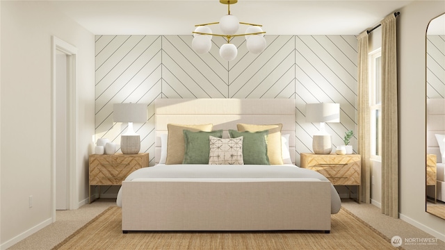 bedroom with baseboards and carpet flooring