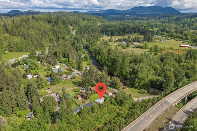 21813 223rd Pl SE, Maple Valley, WA 98038 - aerial view of property and surrounding area with a forest and mountains