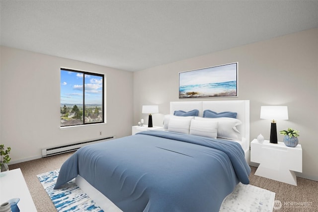 3425 Colby Ave Unit 502, Everett, WA 98201 - bedroom featuring a baseboard radiator and carpet