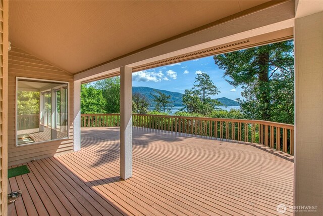 55 Langell Ln, Orcas Island, WA 98245 - wooden deck with a mountain view