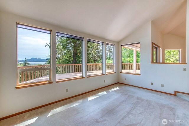 55 Langell Ln, Orcas Island, WA 98245 - unfurnished sunroom with a mountain view and vaulted ceiling