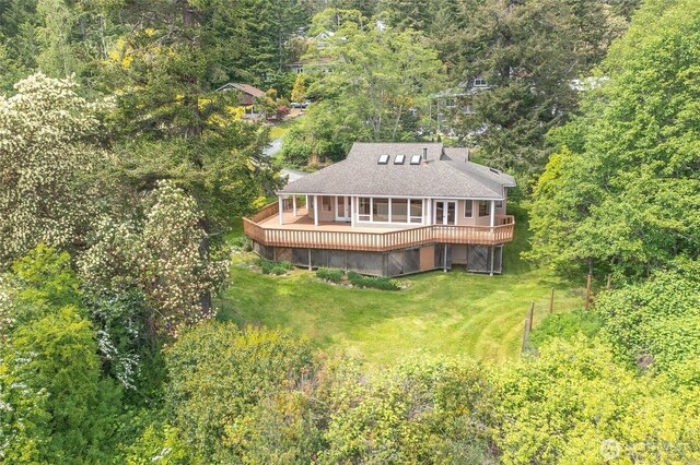 55 Langell Ln, Orcas Island, WA 98245 - view from above of property with a heavily wooded area