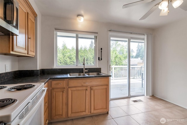 14502 Main St, Bellevue, WA 98007 - kitchen with a sink, stainless steel microwave, electric range, and plenty of natural light