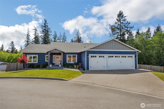13800 27th Dr NW, Tulalip, WA 98271 - ranch-style house with a garage, driveway, and board and batten siding