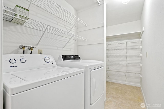 15212 NE 8th St Unit F3, Bellevue, WA 98007 - clothes washing area with washing machine and dryer and baseboards