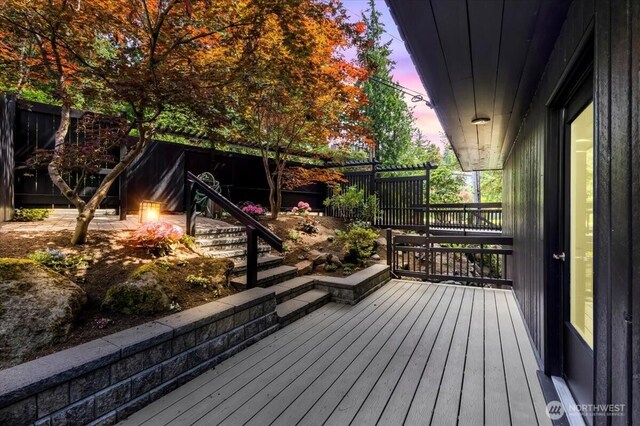 16015 Inglewood Rd NE, Kenmore, WA 98028 - wooden terrace featuring a fenced backyard