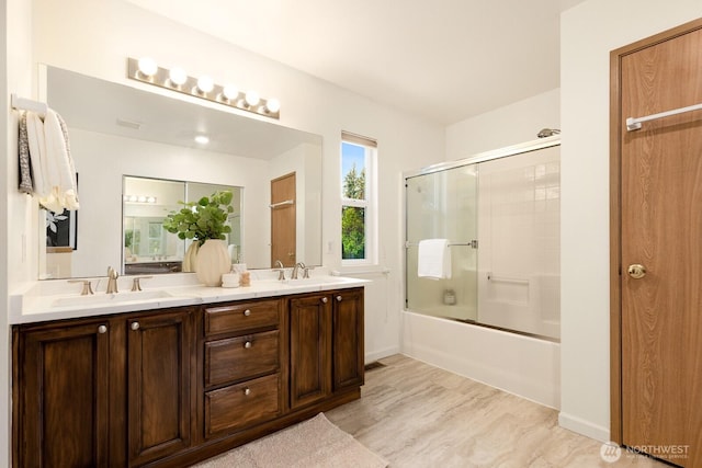 17427 92nd Ave NE, Bothell, WA 98011 - full bathroom featuring double vanity and shower / bath combination with glass door