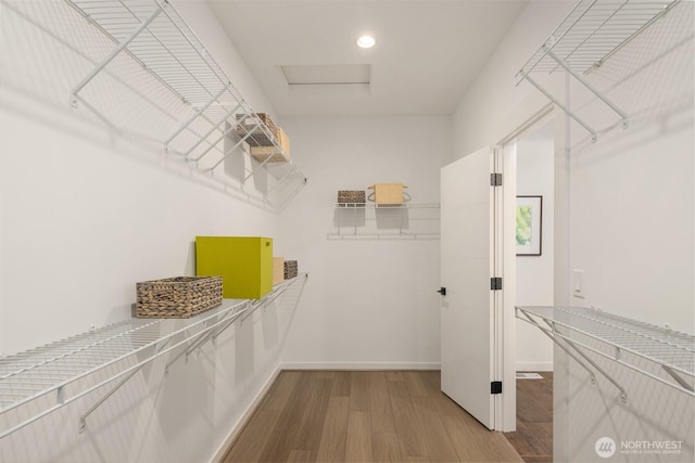 27335SITE401 NE Walden Way, Duvall, WA 98019 - walk in closet with wood finished floors and attic access