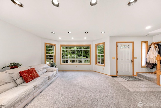 163 Polo Park Dr, Bellingham, WA 98229 - carpeted living area with recessed lighting and baseboards