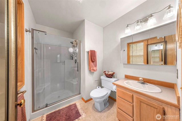 163 Polo Park Dr, Bellingham, WA 98229 - full bathroom featuring a stall shower, vanity, and tile patterned floors