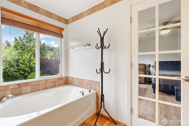 bathroom featuring plenty of natural light and a bath