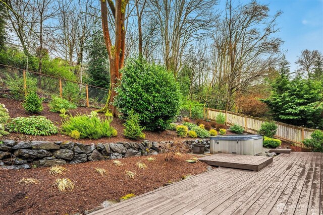 6700 81st Ave SE, Mercer Island, WA 98040 - wooden terrace with a fenced backyard and a hot tub