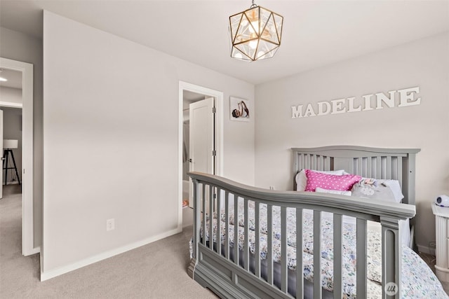 24821 237th Ln SE, Maple Valley, WA 98038 - bedroom featuring carpet flooring, a chandelier, and baseboards