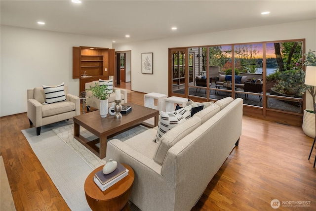 5310 W Mercer Way, Mercer Island, WA 98040 - living area with recessed lighting and light wood-style flooring